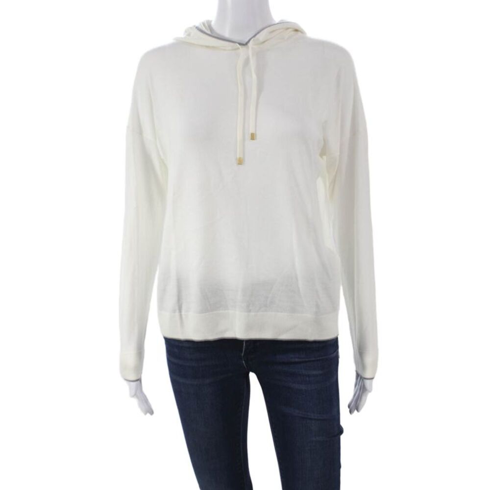ELEVENTY Womens Wool Round Neck Pullover Sweater White Size 2XS